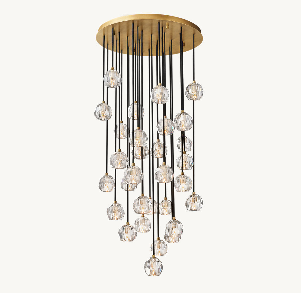 Faceted Crystal Rain Cluster Chandelier