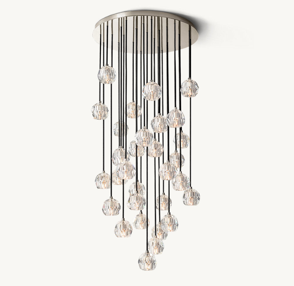 Faceted Crystal Rain Cluster Chandelier