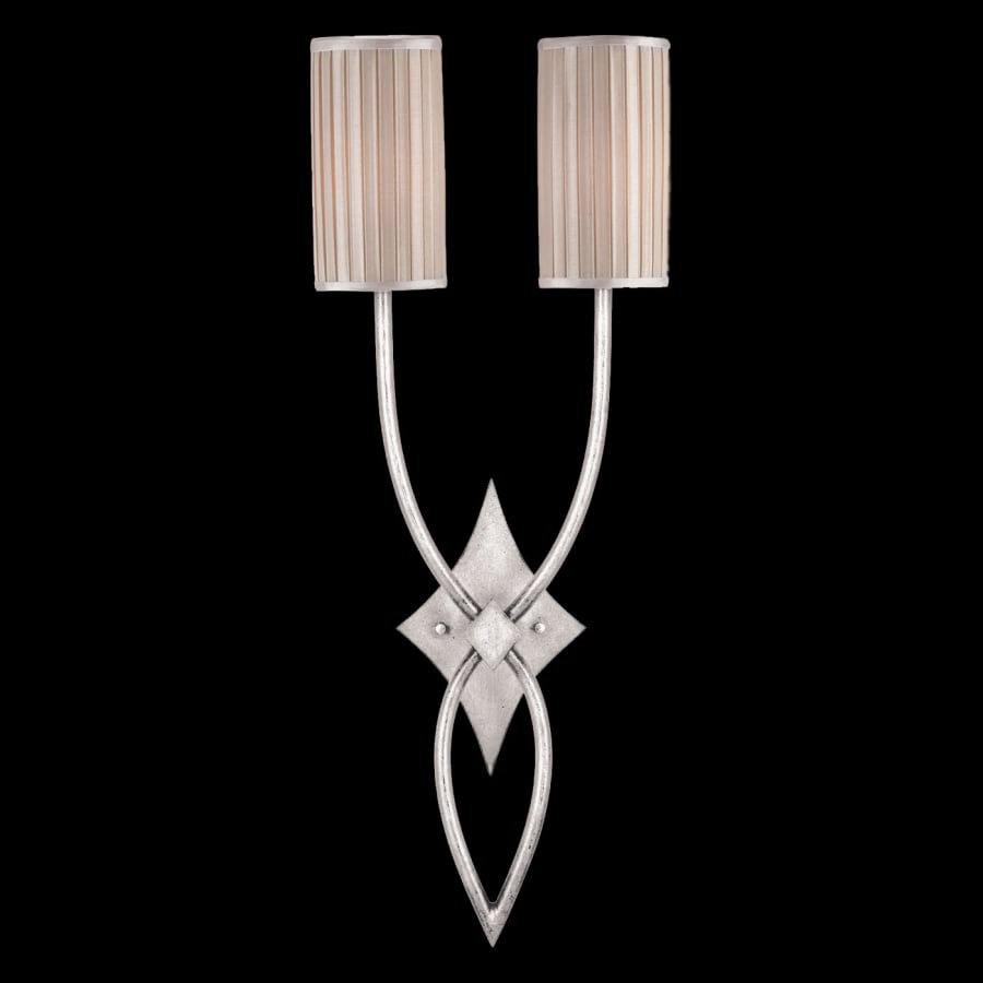 Fine Art Handcrafted Lighting Portobello Road Two-Light Wall Sconce with Hand-Tailored Silk Shade