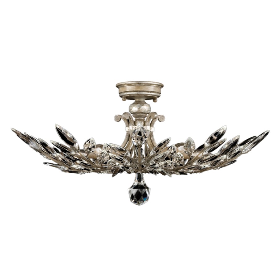 Fine Art Handcrafted Lighting Crystal Laurel 29" Diameter Five-Light Semi-Flush Mount Ceiling Fixture with Bold-Cut Stylized Crystal Leaves