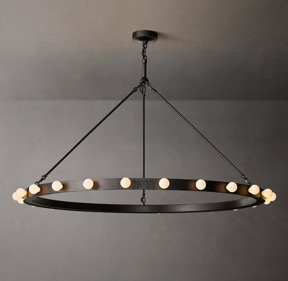 Fire-Burnished Iron LED Halo Chandelier
