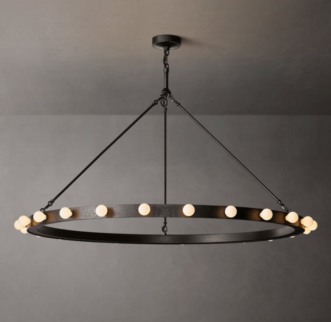 Fire-Burnished Iron LED Halo Chandelier