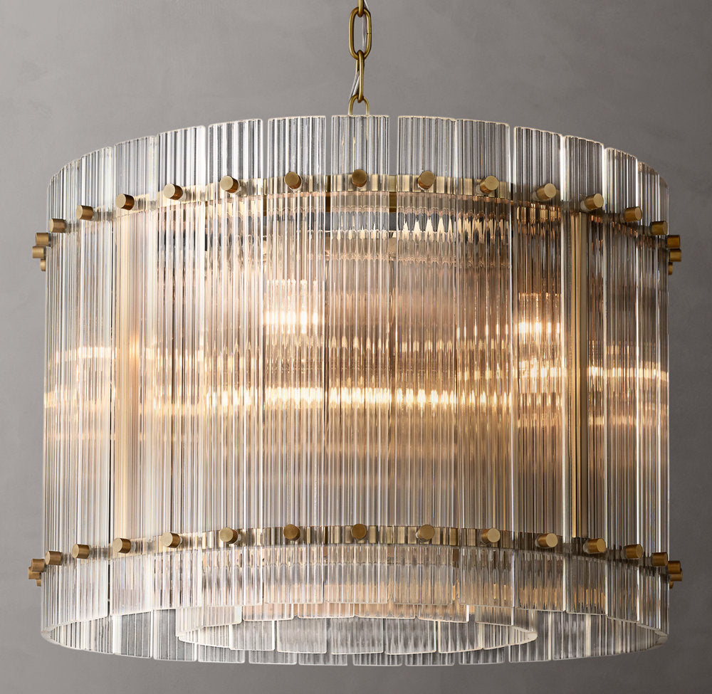 Fluted Glass Lantern Chandelier