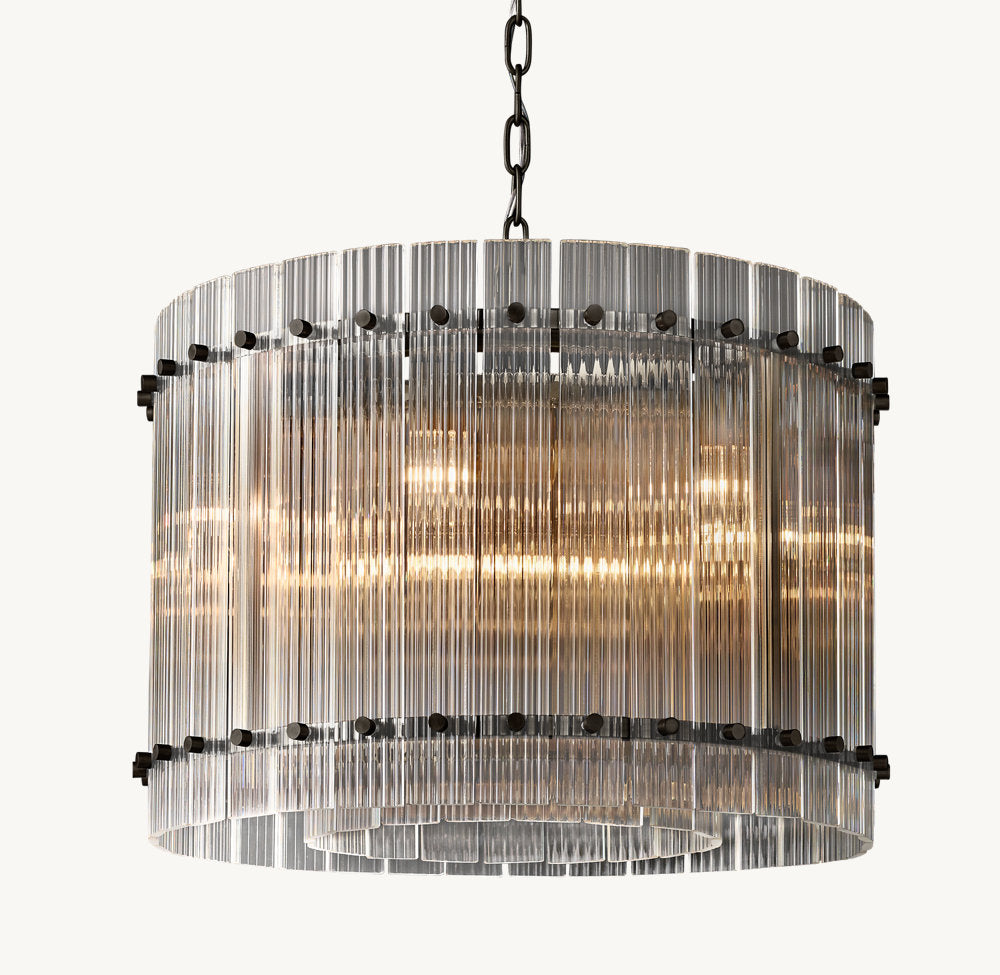 Fluted Glass Lantern Chandelier