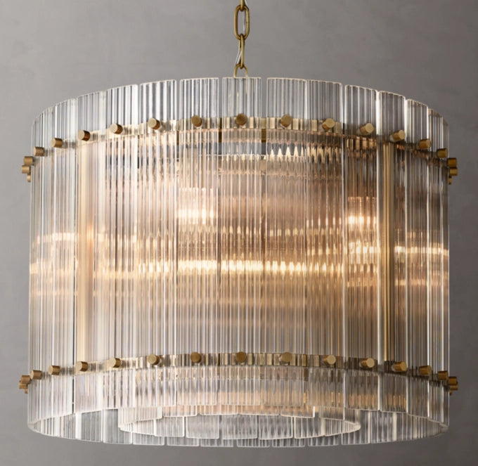 Fluted Glass Lantern Chandelier