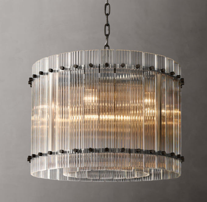 Fluted Glass Lantern Chandelier