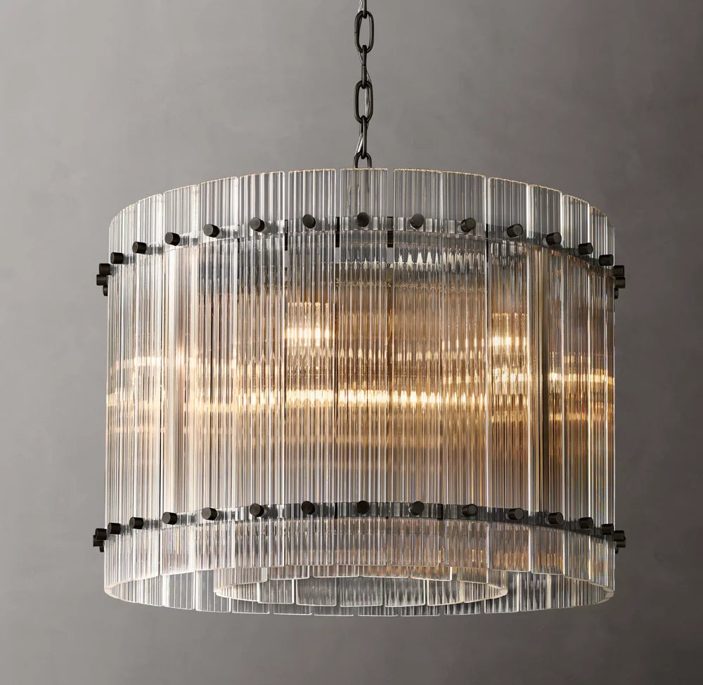 Fluted Glass Lantern Chandelier