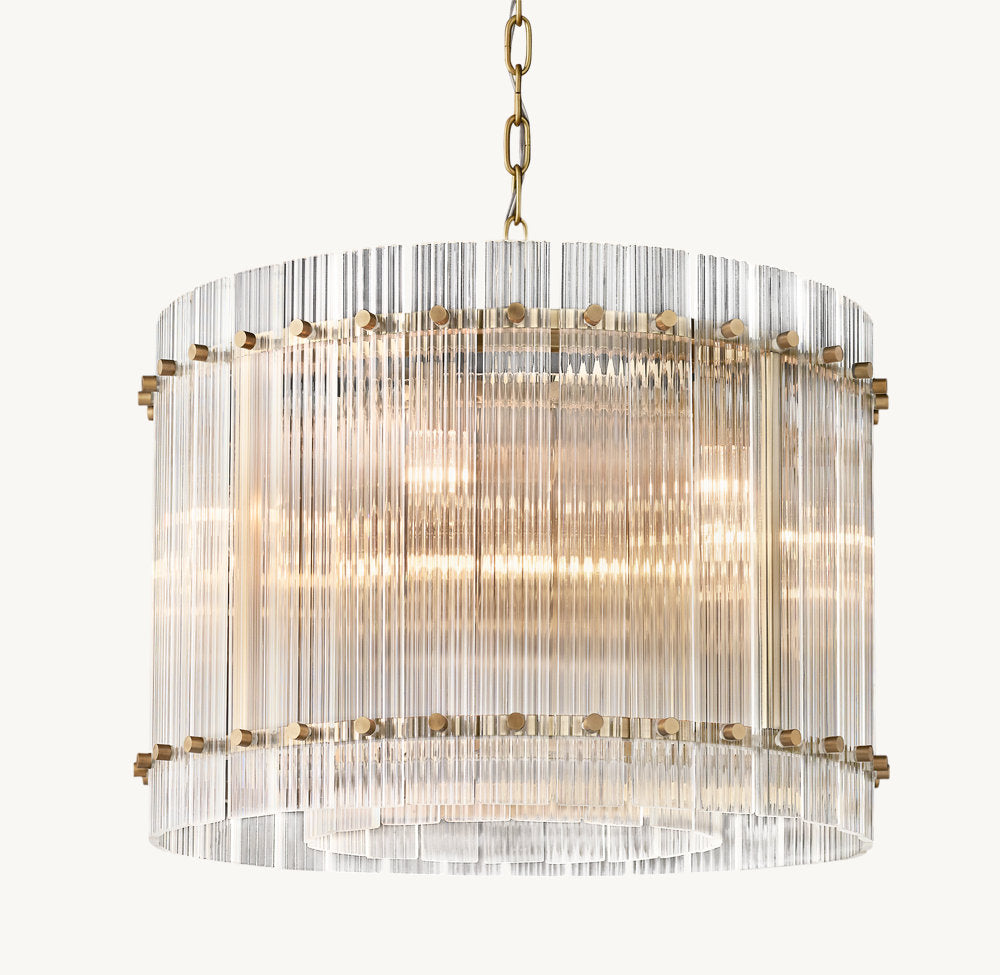 Fluted Glass Lantern Chandelier