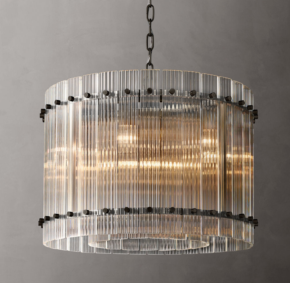 Fluted Glass Lantern Chandelier