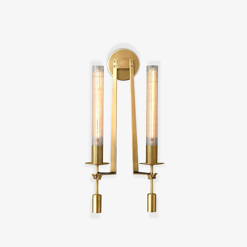 Fontanelle Ribbed Glass Brass Wall Light / ∅ 4.7″ x H 28″ / Dia 12cm x H 71cm / Brass & Clear glass