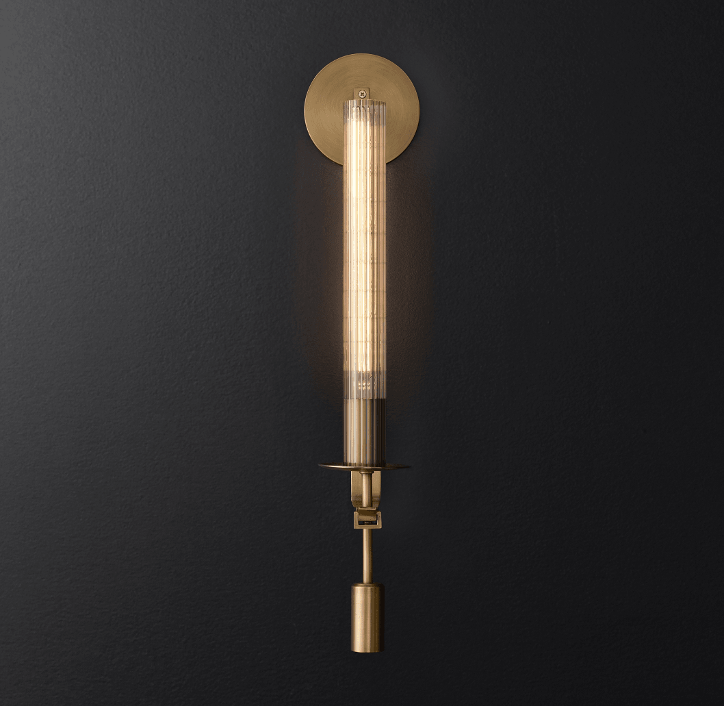 Fontanelle Ribbed Glass Brass Wall Light