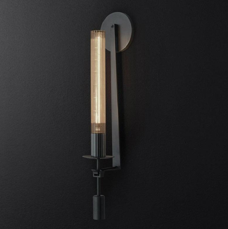 Fontanelle Ribbed Glass Brass Wall Light