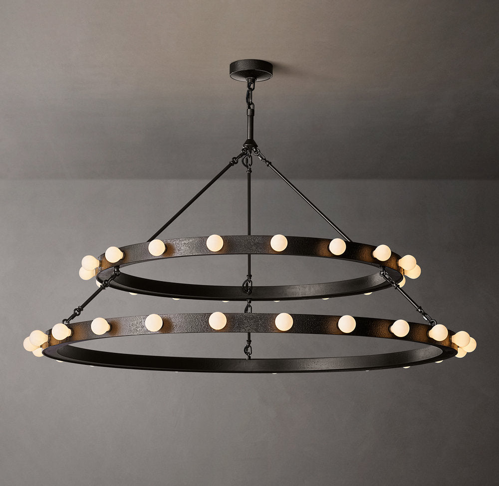 Forged Iron Twin Halo Chandelier