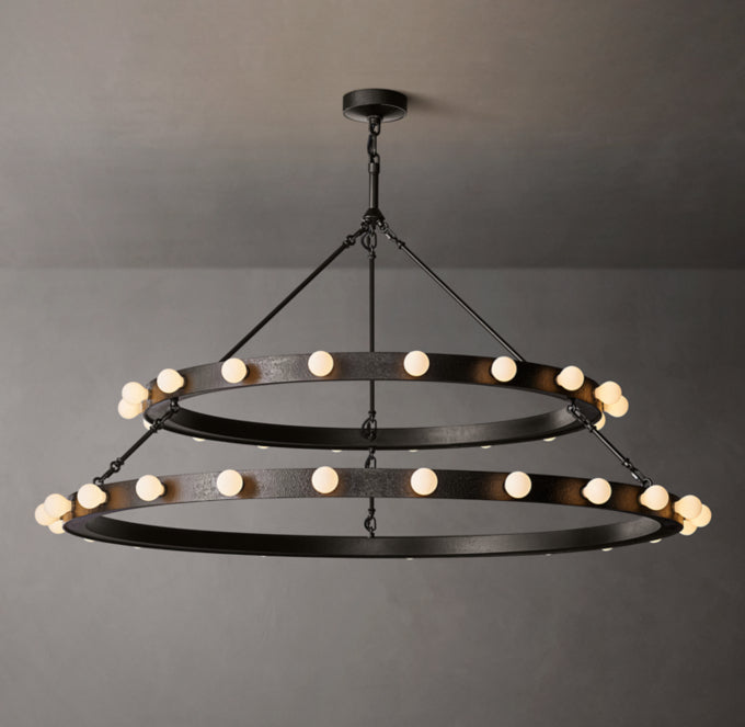 Forged Iron Twin Halo Chandelier