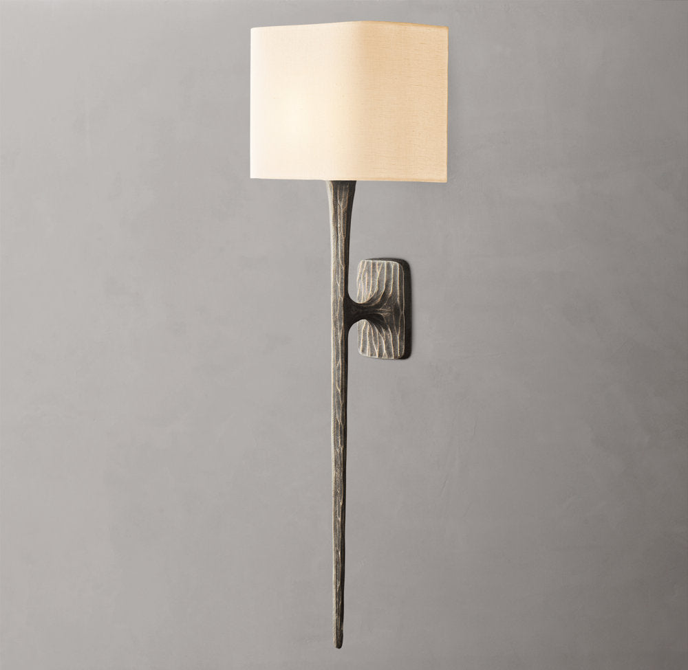 Forged Metal Linen Column Sconce