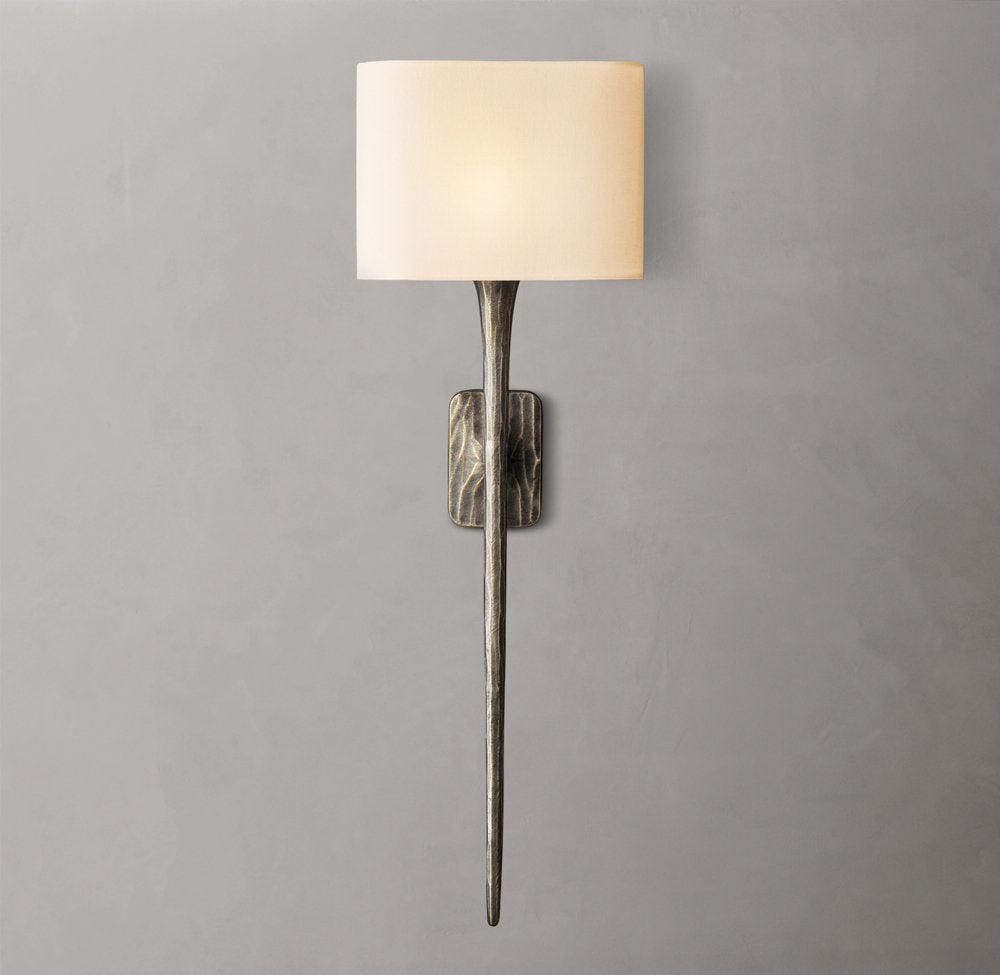 Forged Metal Linen Column Sconce