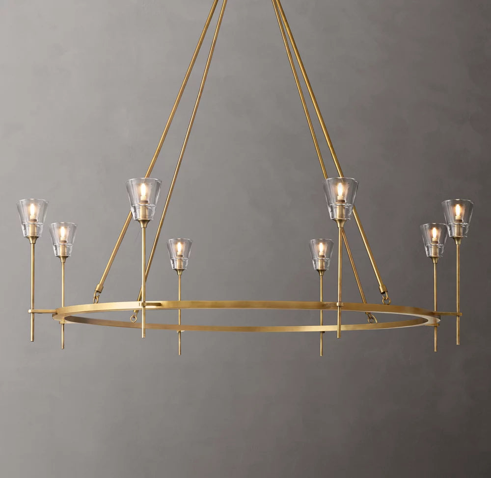 Frosted Glass Torch Ring Chandelier
