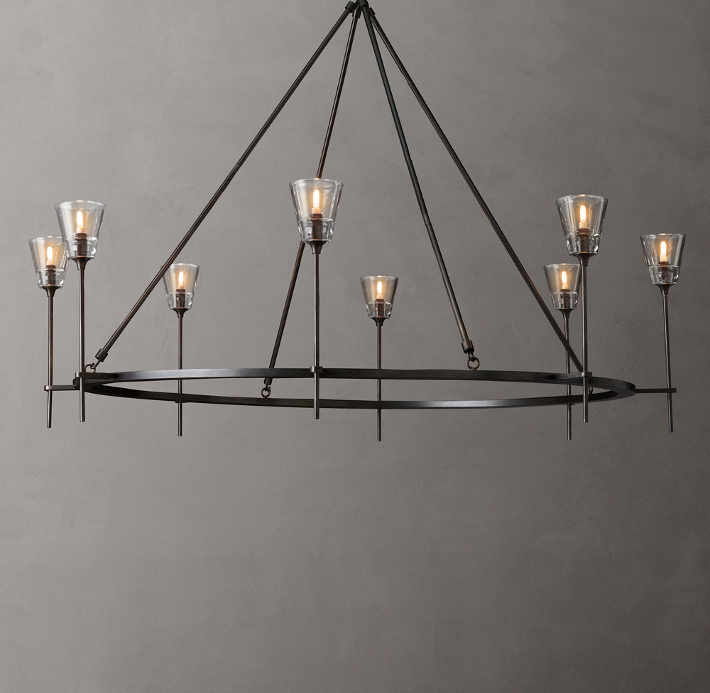 Frosted Glass Torch Ring Chandelier