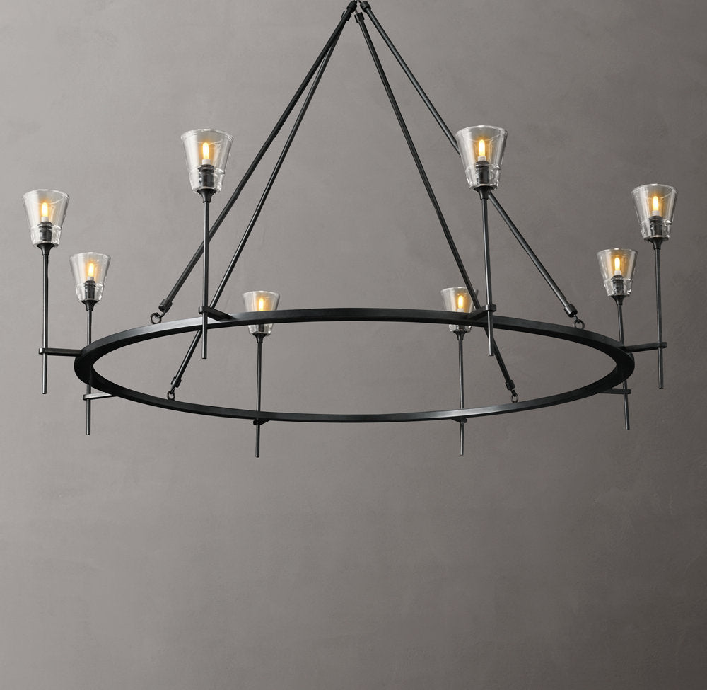 Frosted Glass Torch Ring Chandelier