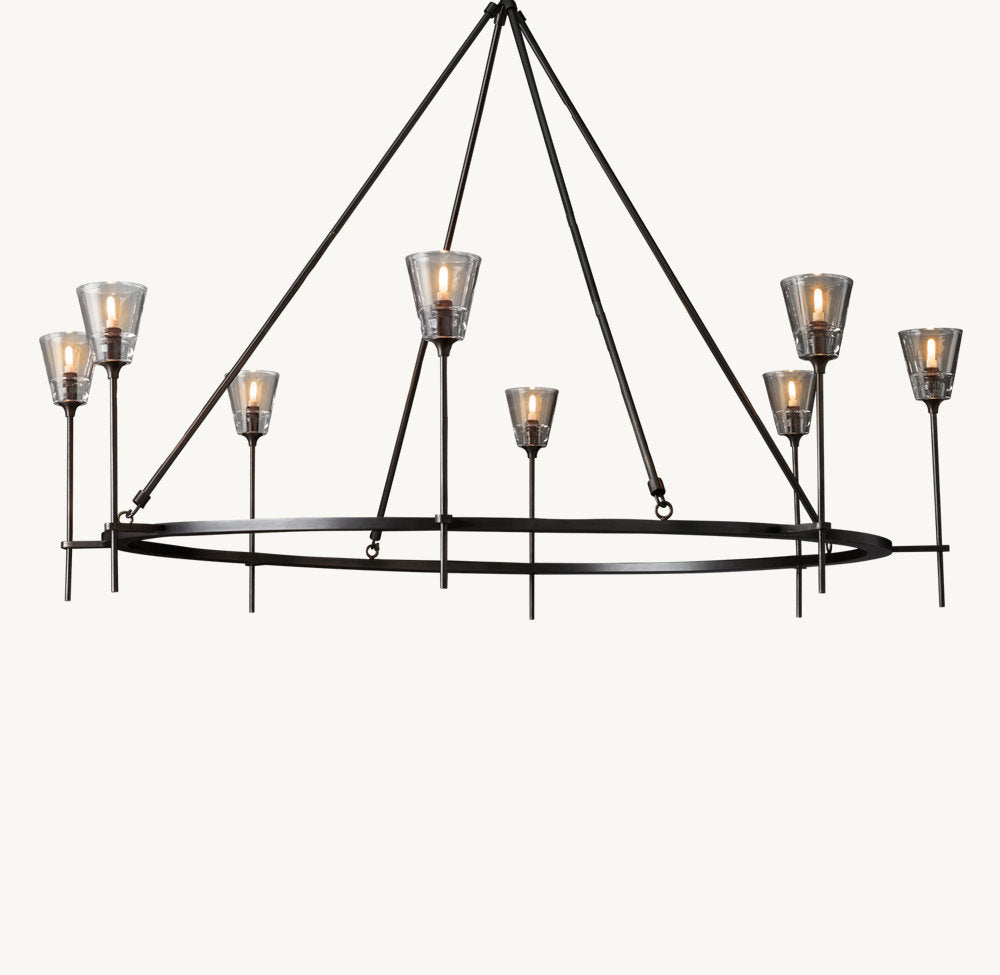 Frosted Glass Torch Ring Chandelier