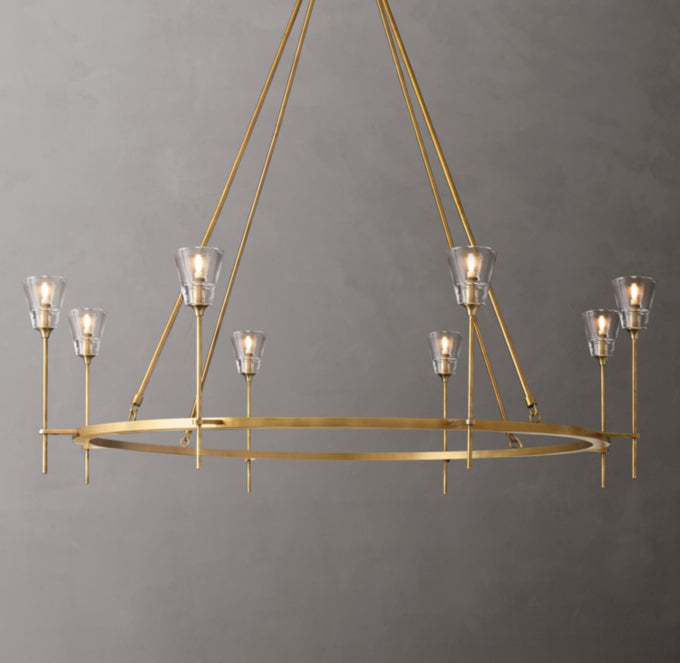 Frosted Glass Torch Ring Chandelier