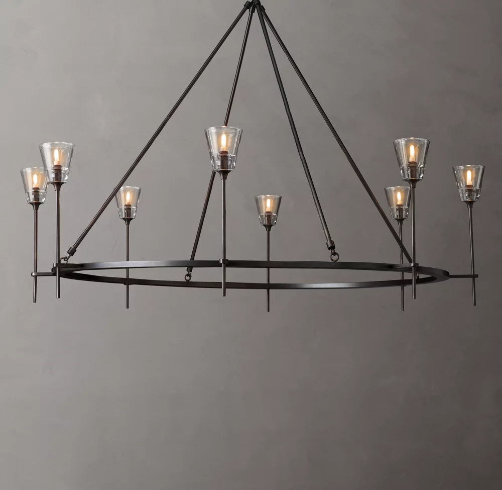 Frosted Glass Torch Ring Chandelier