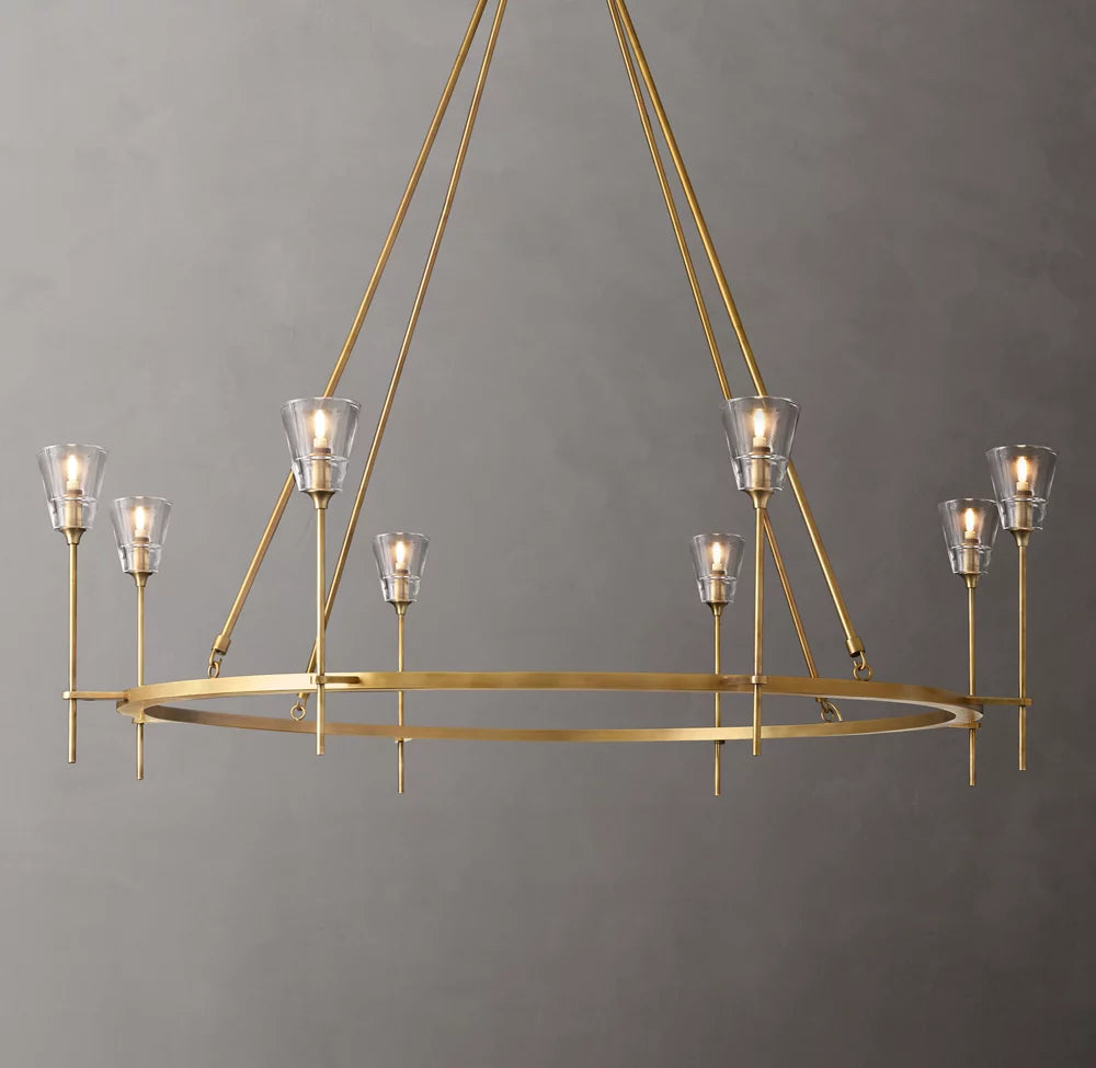 Frosted Glass Torch Ring Chandelier