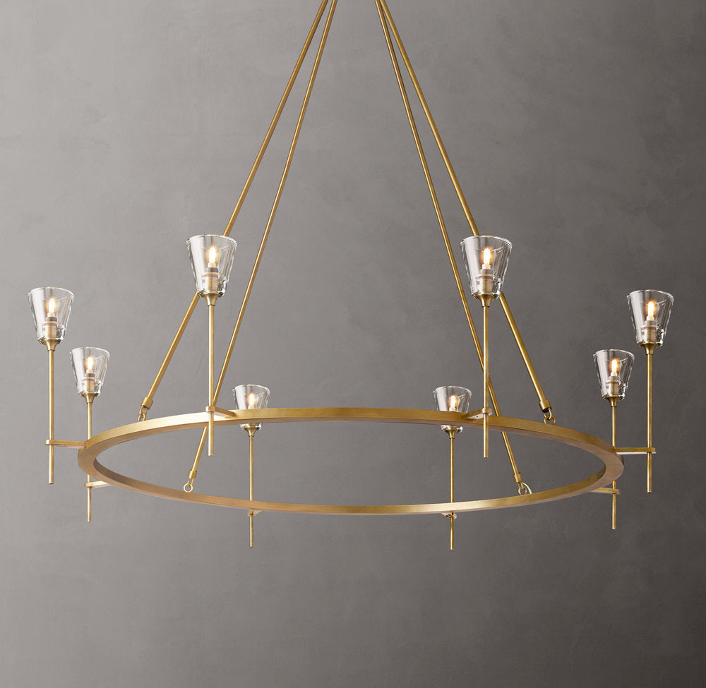 Frosted Glass Torch Ring Chandelier