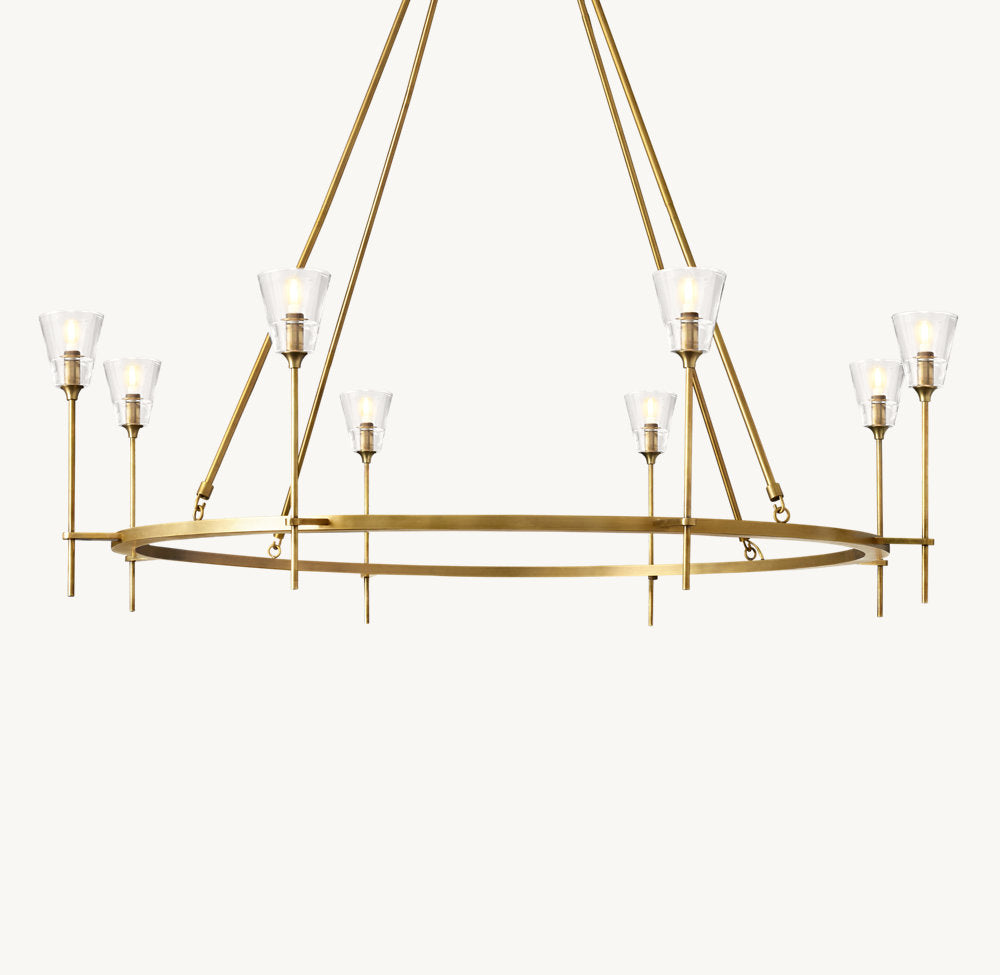 Frosted Glass Torch Ring Chandelier