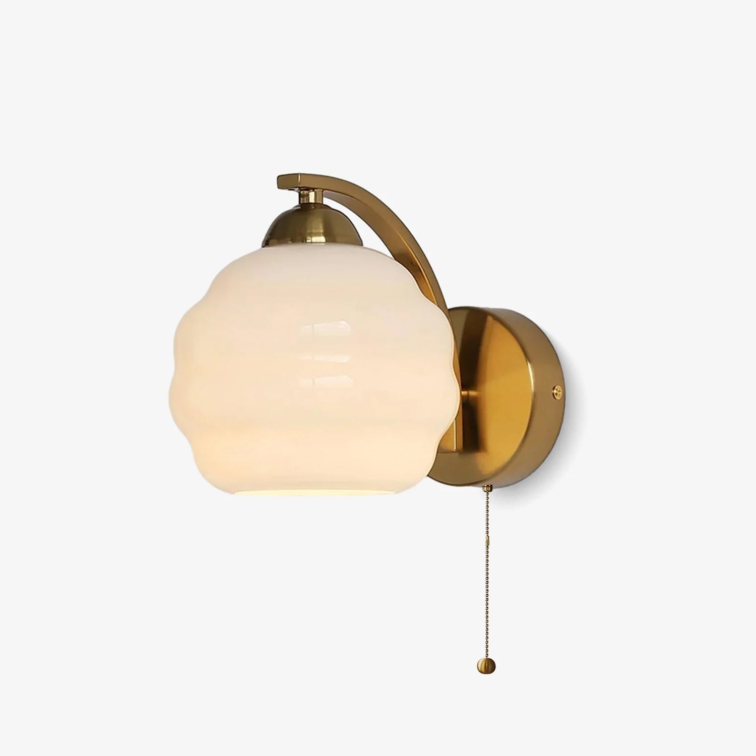 Gatsby Opal Globe Art Deco Wall Light / ∅ 5.9″ x H 6.3″ / Dia 15cm x H 16cm / Gold+White / 1 Piece