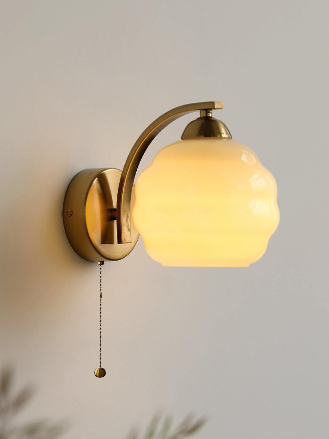 Gatsby Opal Globe Art Deco Wall Light / ∅ 5.9″ x H 6.3″ / Dia 15cm x H 16cm / Chrome+White / 1 Piece