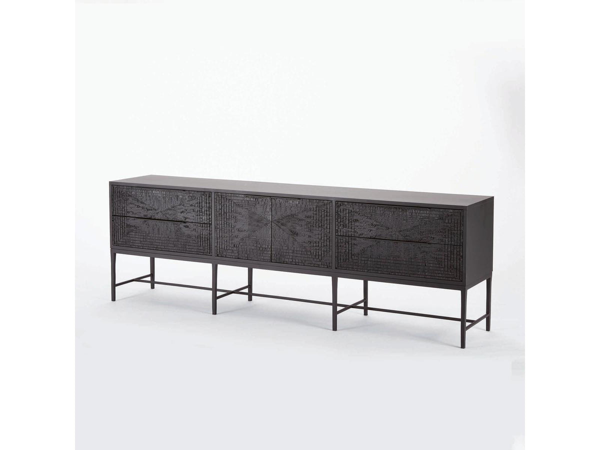 Kyoto 86-Inch Black Gmelina Wood Media Cabinet