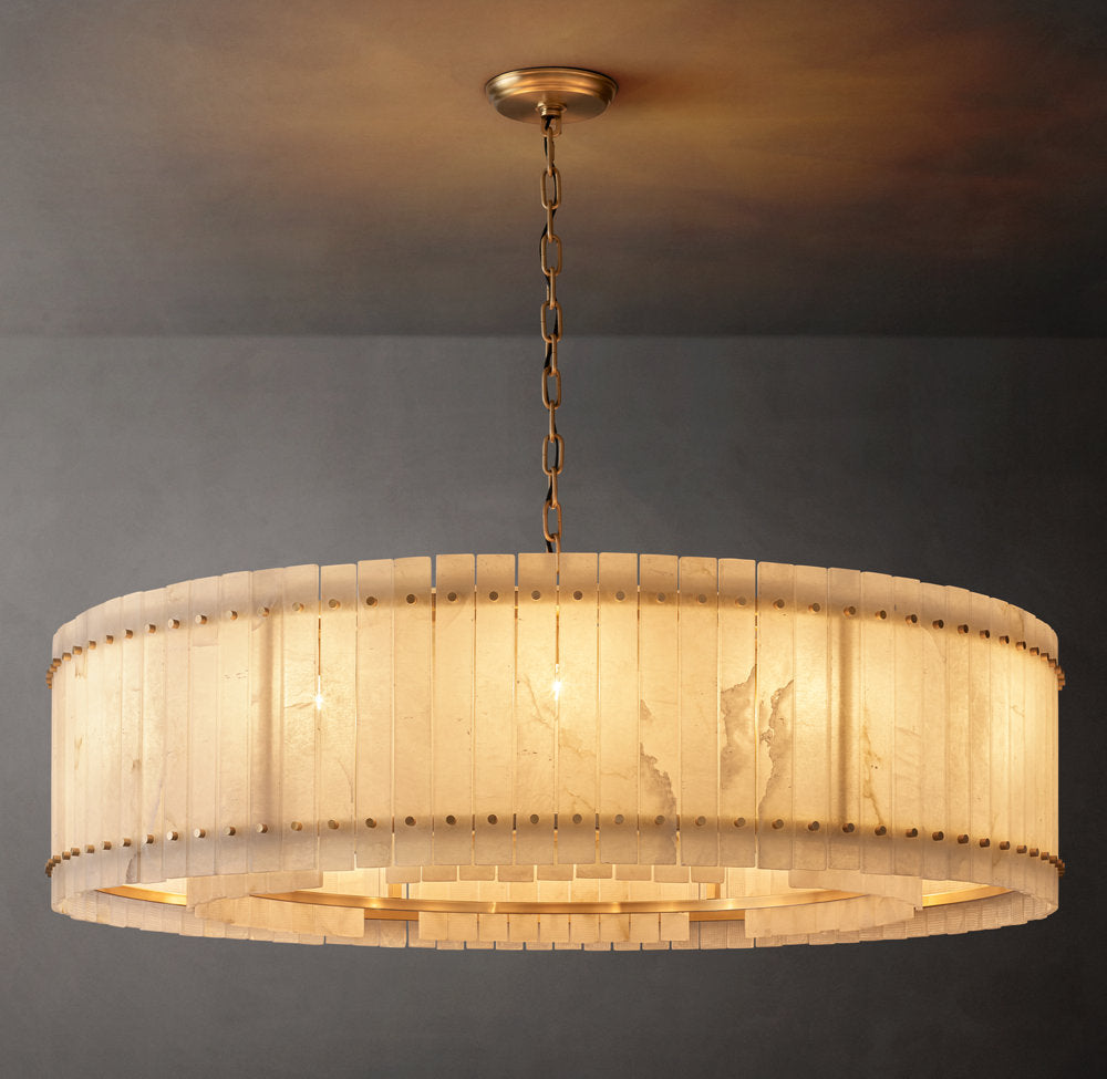 Grand Natural Alabaster Panel Chandelier