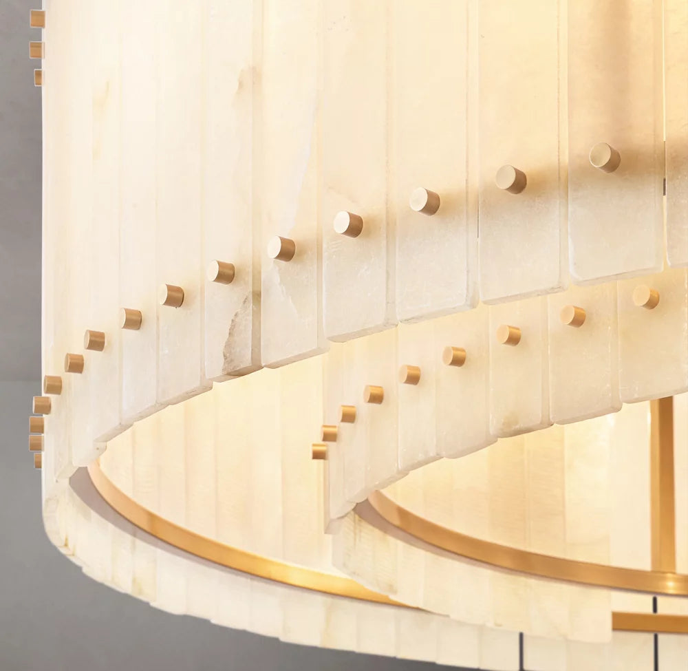 Grand Natural Alabaster Panel Chandelier