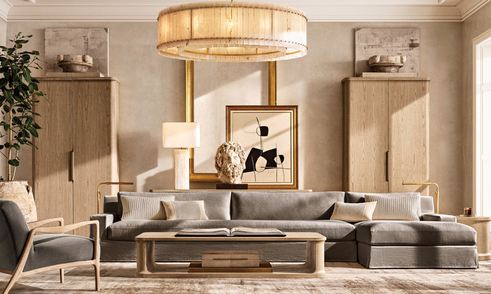 Grand Natural Alabaster Panel Chandelier
