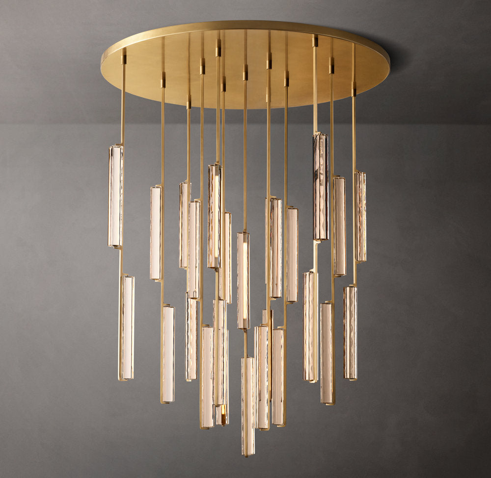 Grand Optical Crystal Column Chandelier