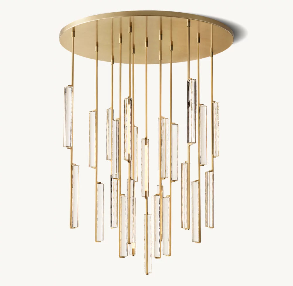 Grand Optical Crystal Column Chandelier