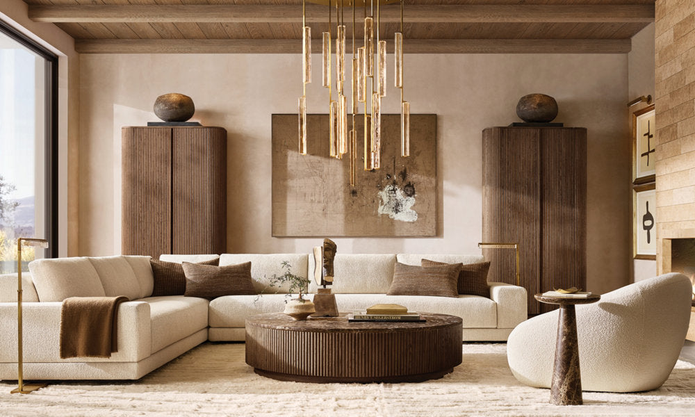 Grand Optical Crystal Column Chandelier