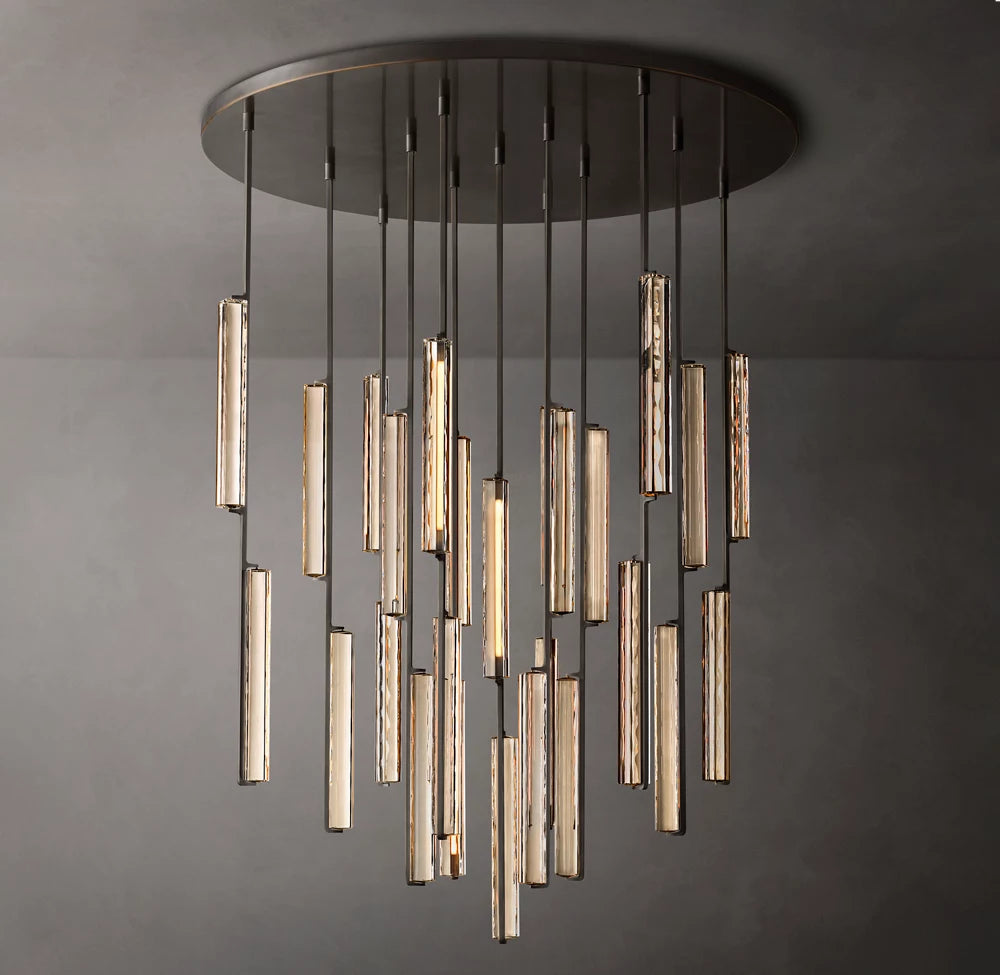 Grand Optical Crystal Column Chandelier
