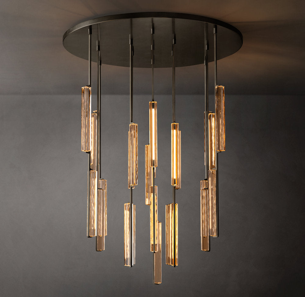 Grand Optical Crystal Column Chandelier