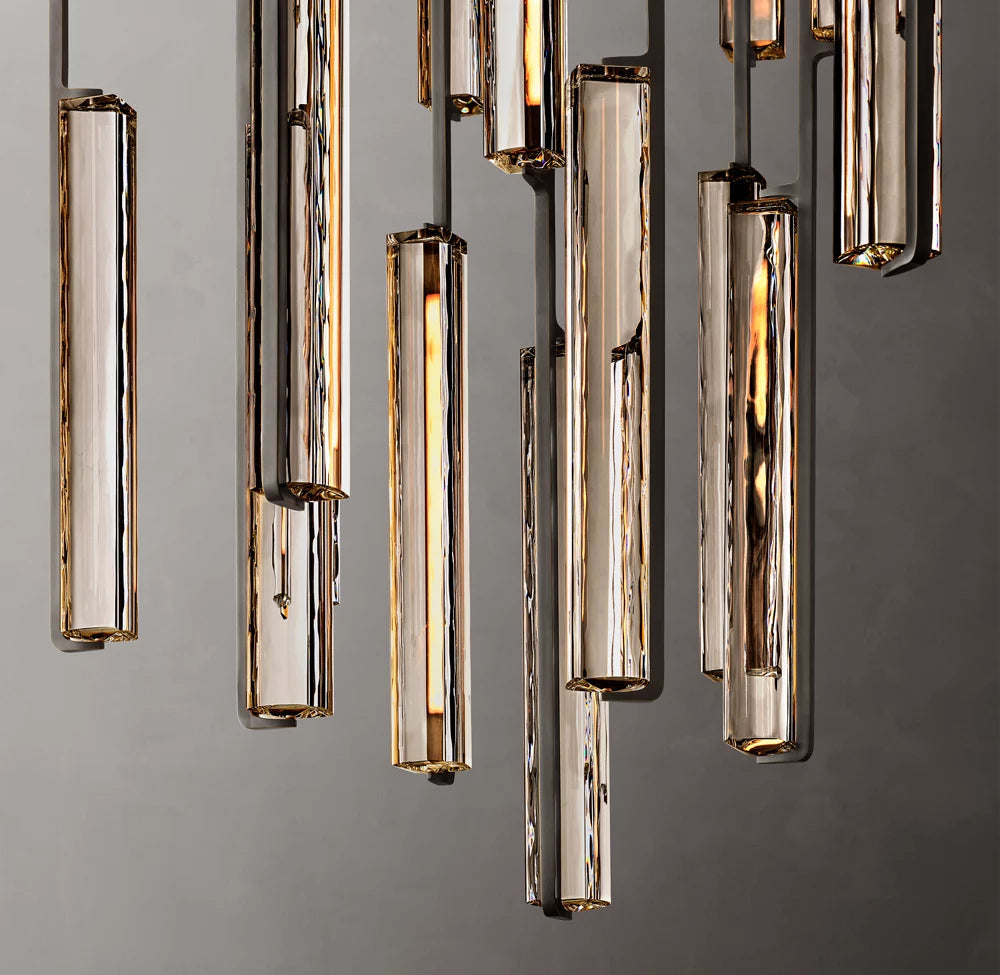 Grand Optical Crystal Column Chandelier