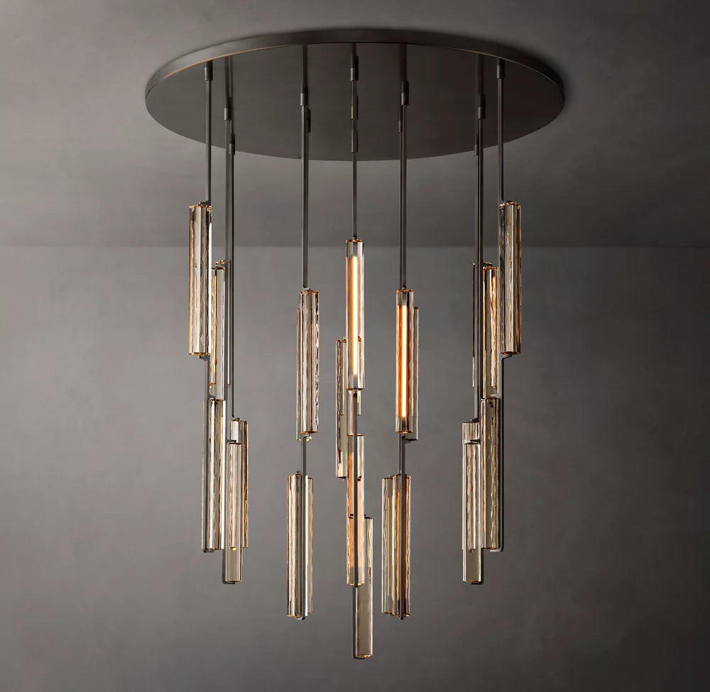 Grand Optical Crystal Column Chandelier