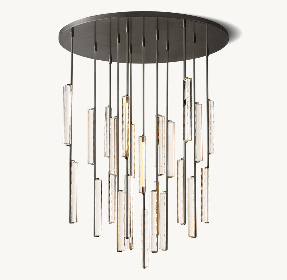 Grand Optical Crystal Column Chandelier