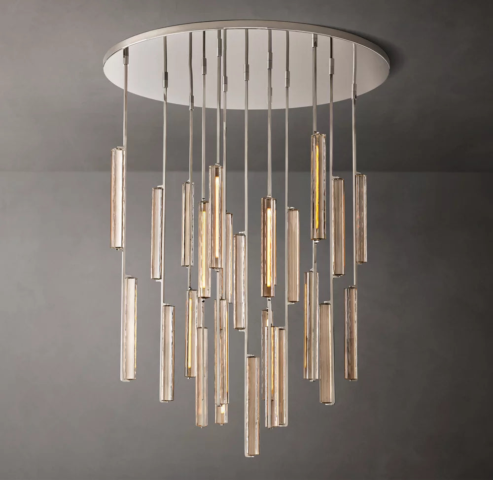Grand Optical Crystal Column Chandelier