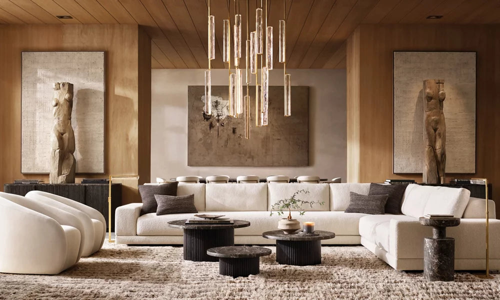 Grand Optical Crystal Column Chandelier