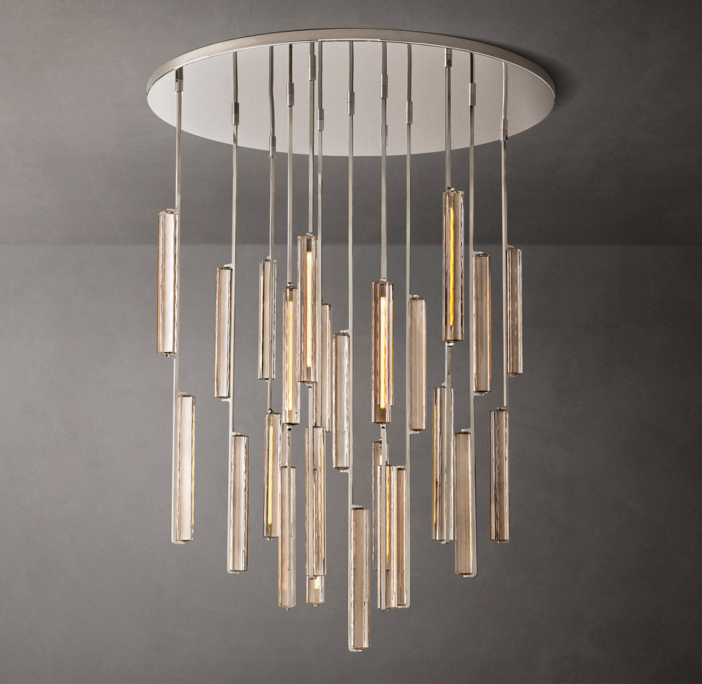 Grand Optical Crystal Column Chandelier