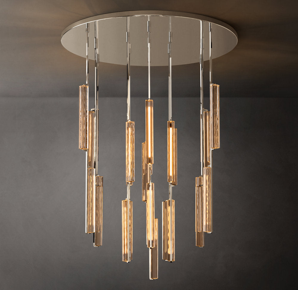 Grand Optical Crystal Column Chandelier