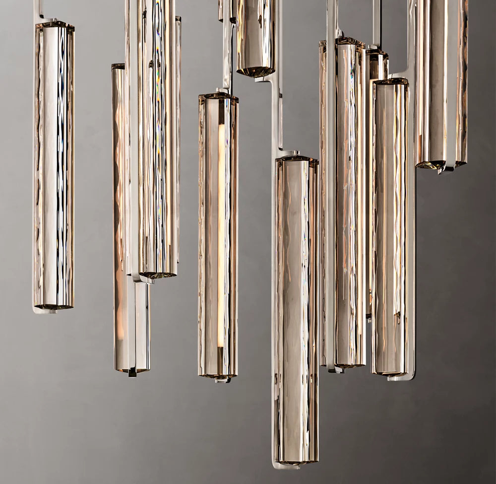 Grand Optical Crystal Column Chandelier