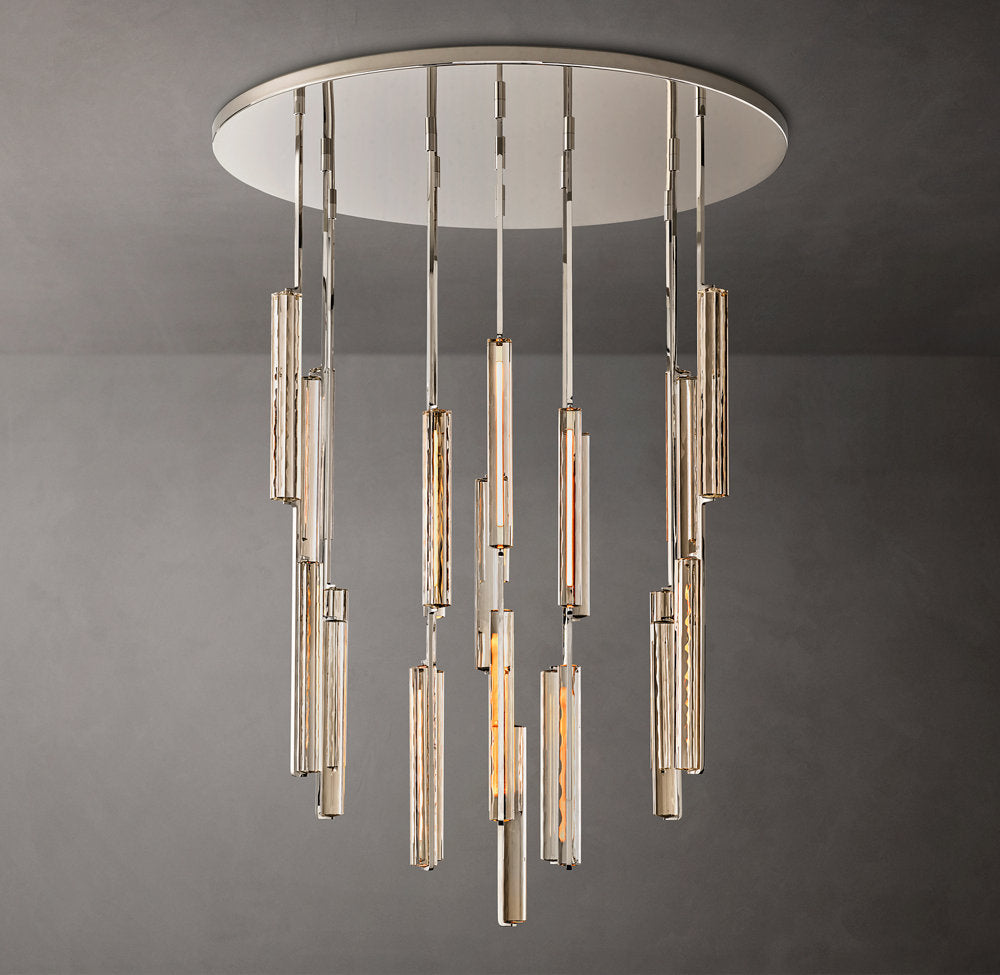 Grand Optical Crystal Column Chandelier