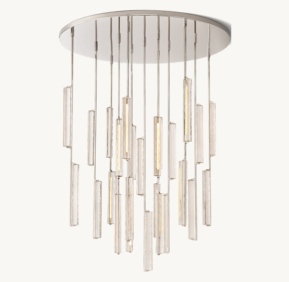 Grand Optical Crystal Column Chandelier
